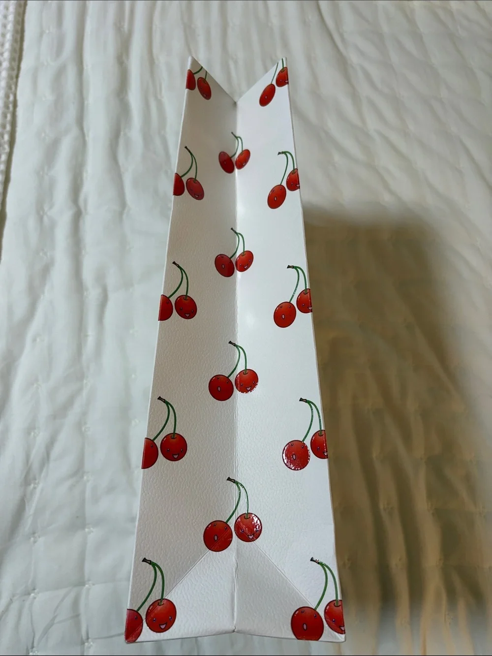 Louis Vuitton White & Red Cherry Tote Shopping Bag